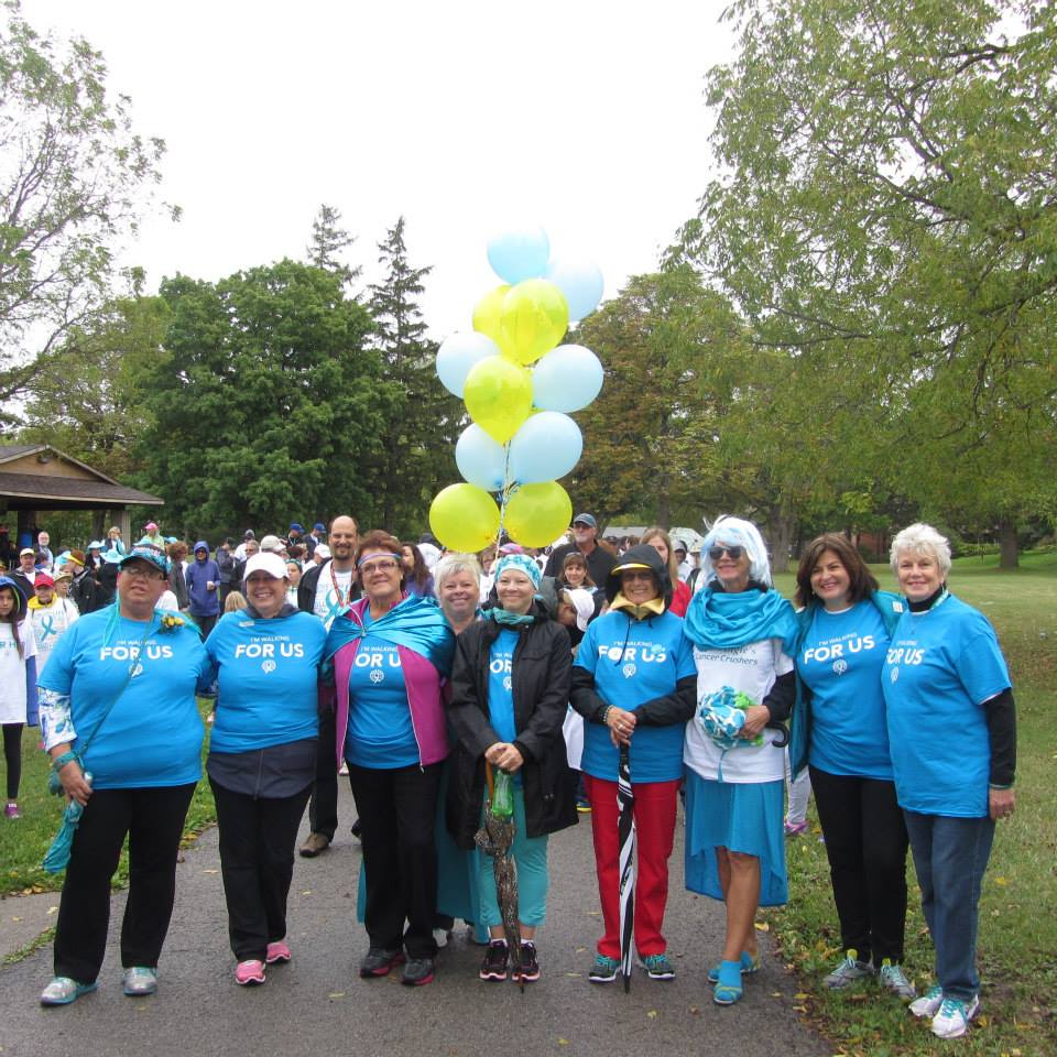 Candice, left, and other survivors at the Walk